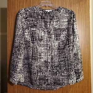 Notations Patterned Button Down Blouse